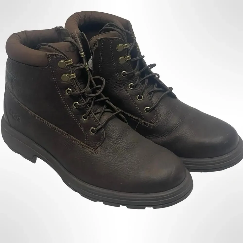 UGG Men's Dark Brown Leather Boots NWOT size 11 - Picture 4 of 7